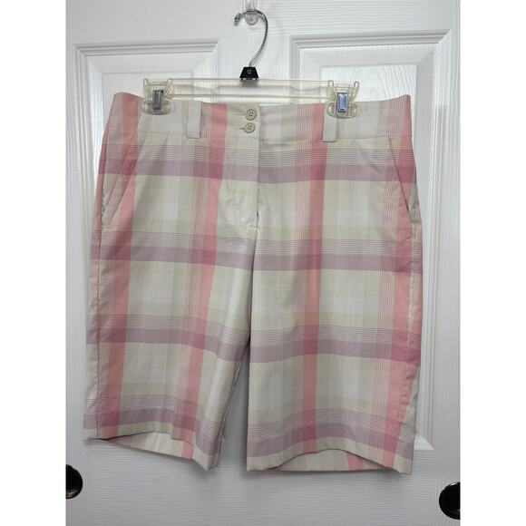 Nike Golf Dri-Fit Shorts Women's Size 10 Pink Plaid Performance - Picture 1 of 8